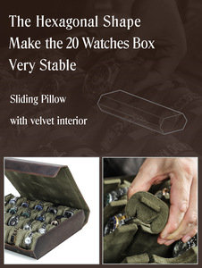 Custodia da Viaggio per Uomo in Pelle Crazy Horse di Alta Qualità, Organizzatore per Orologi con Cuscino Scorrevole per 20 Orologi - Product Image 5