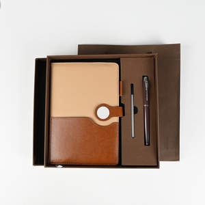 A5 biểu tượng tùy chỉnh máy tính xách tay thiết lập 100 trang 80gsm giấy với cao cấp PU Bìa Pocket phong cách nhiệt ràng buộc mở phẳng - Product Image 1