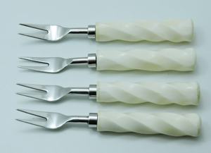 High Quality Cheap Price White Resin Handle Steel Fork Cutlery / Flatware Set Hotel Spoon Fork Gold Cutlery Wedding - Product Image 2