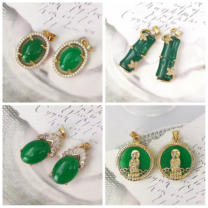 <span class=keywords><strong>Pierre</strong></span> naturelle Maitreya bouddha pendentif religieux cubique Zircon or vert <span class=keywords><strong>jade</strong></span> bouddha breloques collier <span class=keywords><strong>porte</strong></span>-<span class=keywords><strong>bonheur</strong></span> bijoux pour femmes - Product Image 6