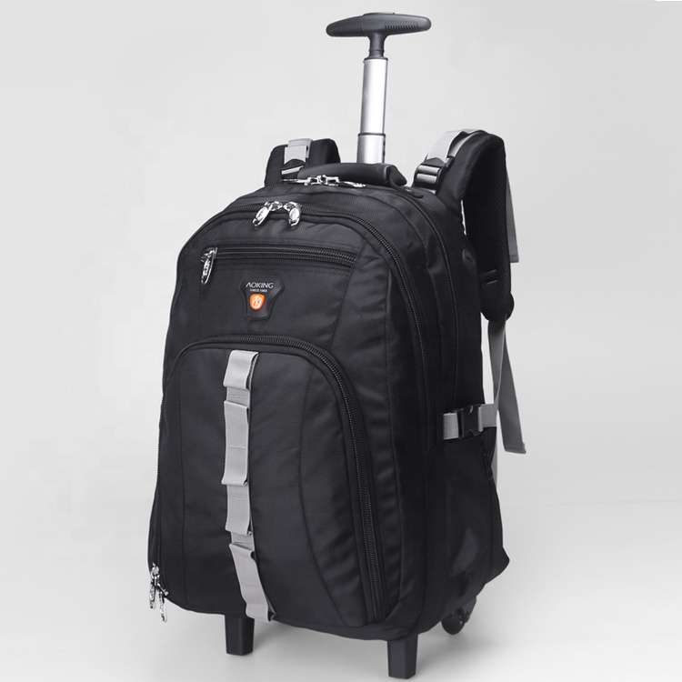 Aoking Multifunctional Backpack with Wheels for Business, Travel, School, Compus Hiking, Picnic, Waterproof, Black_02, Business