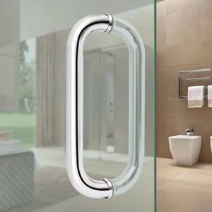 Poignée de tirage moderne pour porte de douche double vitrage sans cadre en acier inoxydable 304/316 avec barre porte-serviettes pour porte de salle de bain d'hôtel en verre - Product Image 4
