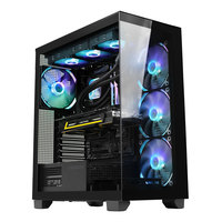 Boîtier de jeu ABKO U3000 BK Mid Tower ATX en acier, verre trempé, ventilateur ARGB de 140 mm préinstallé, double port USB 3.0 Type-C