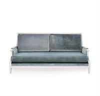 Modernes Minimalistisches Chesterfield Samt-Sofa Hellblau Gepolstert Langlebiges 2-Sitzer Loveseat mit Weißem Holzrahmen