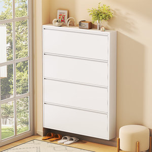 Zapatero Metálico de Pared para Espacios Reducidos, Completamente Ensamblado, con 4 Compartimentos Abatibles para Ahorrar Espacio - Product Image 1