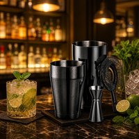 Ensemble de shakers à cocktails Boston en gros, ensemble de barware en acier inoxydable 3 pièces 830ml 530ml, shaker à cocktails Boston avec doseur