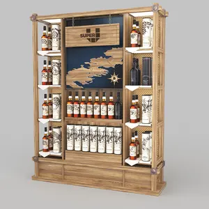 High Quality Shop fitting Supplier Free Design Liquor Store Furniture Wooden Wine Cabinet Display Stand