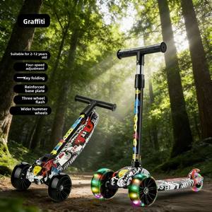 Trottinette pour enfants à trois roues réglable et pliable, moderne, durable, légère, cadeau d'anniversaire - Product Image 3