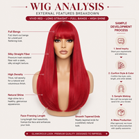 SUKRI Perruque rouge longue et droite avec frange pour femme, aspect naturel, cheveux synthétiques résistants à la chaleur, pour usage quotidien, fête, cosplay, 22 pouces