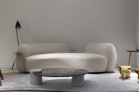 Ensemble de canapés modulaires incurvés convertibles en bouclette de luxe moderne pour salon, villa, école, parc et sous-sol