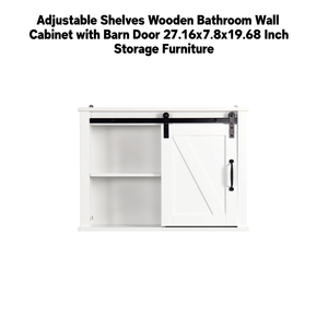 Mueble de Almacenamiento de Pared para Baño de Madera con Estantes Ajustables, 27.16x7.8x19.68 Pulgadas, Estilo Puerta Corredera - Product Image 1