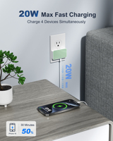 Chargeur rapide ultra-fin PD 20W avec technologie GaN ignifuge, adaptateur universel 4 ports compatible