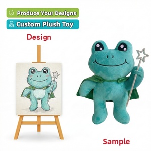Peluches personnalisées avec logo, fabricant <span class=keywords><strong>de</strong></span> jouets en peluche, cape <span class=keywords><strong>de</strong></span> sorcier grenouille personnalisée, baguette magique, animal en peluche, poupée en peluche - Product Image 1