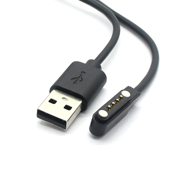 USB a Male to 4 Pin Pogo Pin Connector Portable Magnetic Charger with USB Charging Cable Cord for Smart Watch