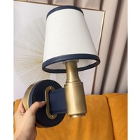 Lampe murale LED en cuir avec corps en tissu lumineux, design moderne en cuivre, pour chambre d'hôtel, lampe de chevet et de lecture
