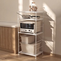 Étagère de rangement OEM à 4 niveaux en acier au carbone pour la cuisine et la chambre à coucher, étagère ménagère sur pied pour four à micro-ondes, ustensiles de cuisine, option de rangement
