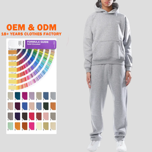 Fabricantes de Ropa Urbana, Venta al por Mayor de Ropa de Lujo para Mujer, Conjunto de Dos Piezas de Felpa de Algodón, Sudadera con Capucha y Pantalones Personalizados - Product Image 1