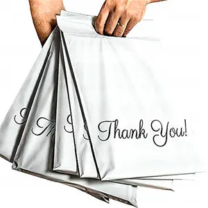 Neuankömmling OEM Accept White Mailing Bag Große süße Poly Mailer mit Griff Vielen Dank Versand Taschen für Kleidung