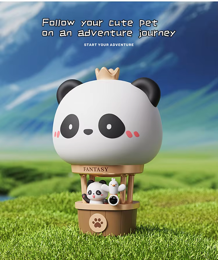 Panda Night Light Modern Hot Air Balloon Cute Cartoon Best Friend Touch Battery-Powered Perfect Gift for Children