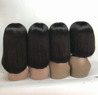 Perruque Bob Droite en Gros, Cheveux Humains Vierges Brésiliens, Longue Perruque Bob Colorée avec Dentelle Frontale