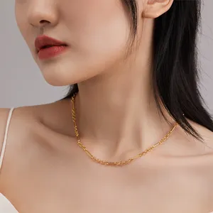 Customized Luxury Minimalist Brass Figaro Chain Necklace Jewellery