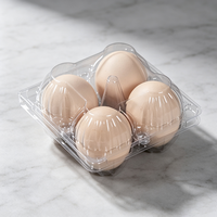 Boîte à œufs en plastique transparent à 4 compartiments, avec couvercle rabattable, jetable et empilable, pour l'emballage des œufs à l'hôtel, au café, à la maison ou pour le petit-déjeuner.