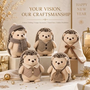 Peluche hérisson personnalisée OEM ODM First Bloom, porte-clés, mascotte, cadeau promotionnel du Nouvel An, avec logo, CPC, cadeau de saison des fêtes, jouet en peluche - Product Image 5