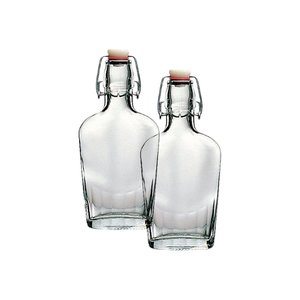 250ml 500ml Rectangular Flat clear Glass Flask Beverage apple <strong>Vinegar</strong> <strong>Bottles</strong> with Stainless Steel Flip Top - Product Image 2