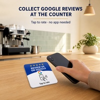 Carte NFC Google pour avis de restaurant, commande tactile, mini-programme, support carré en acrylique pour table, autocollant à puce 1k 100x100mm