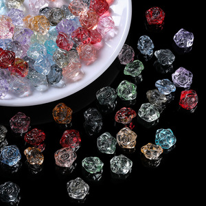Perles en verre soufflé en forme de rose 9x14mm translucides pour la création de bijoux - Product Image 3