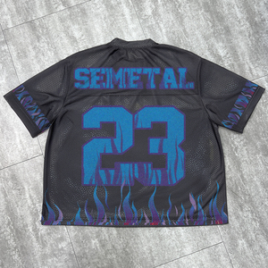 Camiseta deportiva de cuello redondo al por mayor, camiseta de fútbol de malla holgada y extragrande, camiseta de fútbol personalizada, camiseta de streetwear para hombre - Product Image 2