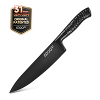 Couteau de Chef QXF à Manche Creux Noir, Couteau de Cuisine en Acier Inoxydable, Couteau de Chef Ergonomique à Lame Épaisse, OEM ODM