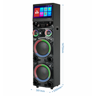 Altavoz de Karaoke OEM GD-1415 con Pantalla Táctil de 120W, Doble Altavoz de 12 Pulgadas de Madera, Entrada Auxiliar, Luces LED RGB, Micrófono, Reproducción de Video y DJ