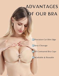 Reggiseno <span class=keywords><strong>push</strong></span>-<span class=keywords><strong>up</strong></span> da donna personalizzato in fabbrica, sexy, biadesivo, a coppa 3/4, con motivo a tinta unita, senza schienale, con spalline e ferretto, lavorato a maglia - Product Image 2