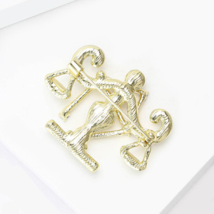 2025 nouveau Design les 12 signes du zodiaque épinglettes métal strass balance broches broche pour la décoration de chemise des femmes - Product Image 3