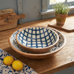 Enamel decorative salad <strong>bowl</strong>, <strong>mango</strong> <strong>wood</strong> <strong>bowl</strong>, round salad <strong>bowl</strong> - Product Image 2