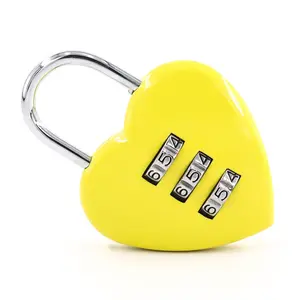 Manufacture supply 3 digits lover gift heart shaped combination padlock mini luggage travel combination code lock