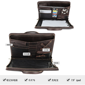 Joyir Genuine Leather <b>Briefcase</b> 15.6 Inch Multi Functional Business Bag For Men - Product Image 2