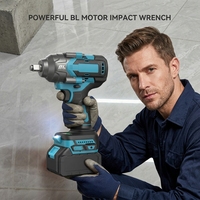 Llave de Impacto Inalámbrica sin Escobillas de Alto Torque, Llave Eléctrica Profesional de 1/2 Pulgada para Reparación de Automóviles