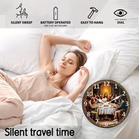 Jam Dinding Kayu Tema Religius Perjamuan Terakhir, Jam Dinding Tanpa Suara, Dekorasi Rumah Spiritual untuk Ruang Tamu dan Kamar Tidur