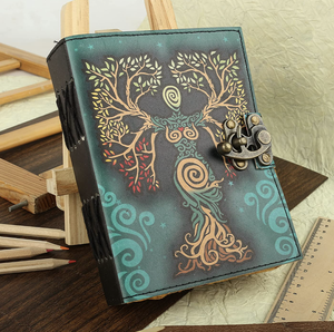 Libro de Hechizos de Cuero con Cierre de Hebilla, Diseño Árbol de la Vida y Madre Tierra, Regalo para Planificador - Product Image 4