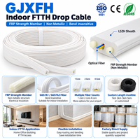 Câble de branchement FTTH intérieur GJXFH avec renfort en PRV, G657A1 G657A2, 1, 2 ou 4 fibres, câble à fibre optique non métallique