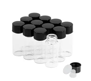4ml Clear Glass Vials with Screw Caps and Plastic Stoppers Small Liquid Sample Vial