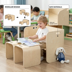 Juego de Mesa y Sillas Montessori de <span class=keywords><strong>3</strong></span> Piezas <span class=keywords><strong>para</strong></span> Niños, Muebles de Madera Contrachapada <span class=keywords><strong>para</strong></span> Aula de Jardín de Infancia, Guardería y Aprendizaje <span class=keywords><strong>Preescolar</strong></span> - Product Image 2