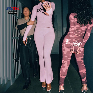 Ensemble deux pièces <span class=keywords><strong>imprimé</strong></span> léopard <span class=keywords><strong>camouflage</strong></span> guépard pour <span class=keywords><strong>femme</strong></span>, sweat à capuche zippé ajusté et <span class=keywords><strong>pantalon</strong></span> évasé très élastique, survêtement Y2K - Product Image 6