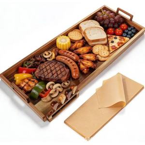 One Stopper Wooden Serving <b>Tray</b> <b>Large</b> With Handle For Family Dining Food Presentation - Product Image 4