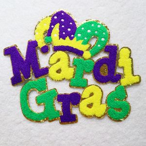 Parche bordado personalizado de chenilla para fiestas occidentales al por mayor, parches personalizados para ropa de Carnaval Mardi Gras - Product Image 1