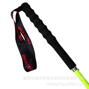 Bâton de randonnée pliable en fibre de carbone ultra léger à 4 sections, jaune fluorescent, antidérapant, pliable, portable - Product Image 4