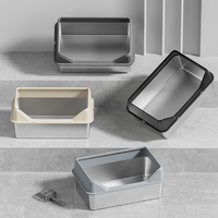 Toilette pour chat à entrée supérieure surdimensionnée à haute clôture conception semi-fermée bassin à litière en acier inoxydable 20L accessoire de bac à litière pour chat