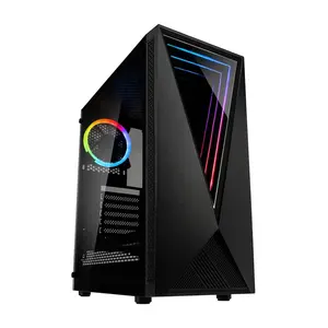 2022热卖钢化玻璃风扇ATX电脑塔电脑机箱游戏电脑机箱黑色